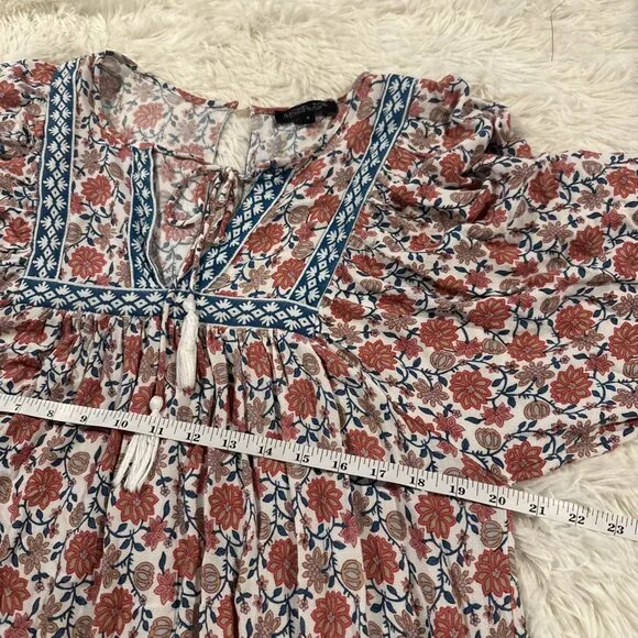 Rachel Zoe womens Small boho tunic v neck priarie cottage - Picture 8 of 13